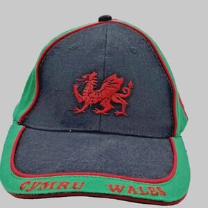 Welsh Dragon Hat Cap Cymru Wales Color Block Green / Red Pendragon